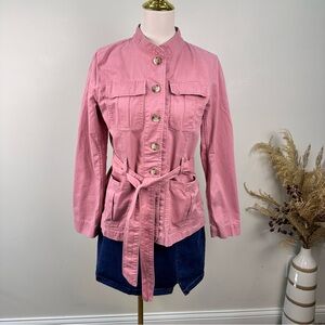 LOFT Mauve Pink Utility Belted Field Jacket - Size Medium - 100% Cotton